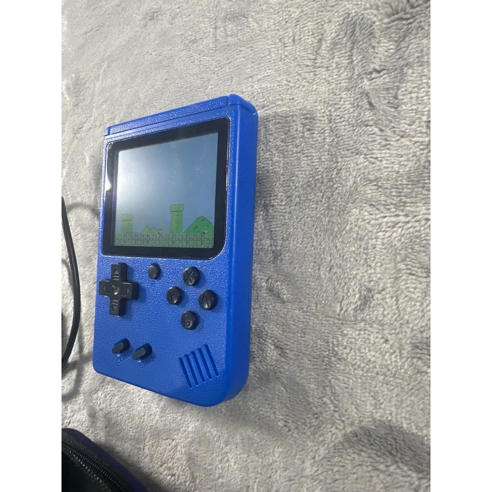 Retro Handheld Game Console Blue 8-Bit Portable Gaming System with Case Cable